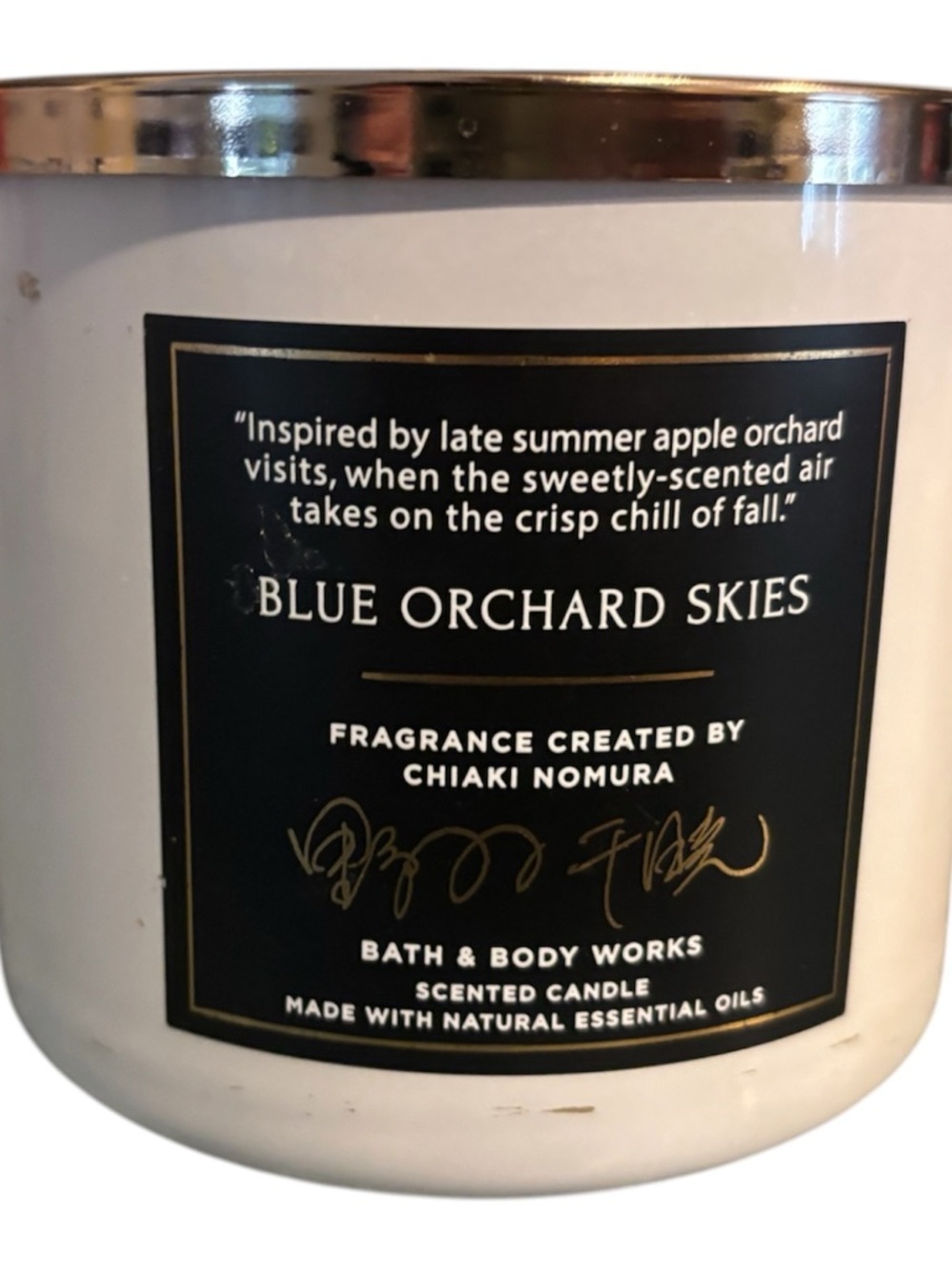 Bath & Body Works Blue Orchard Skies Candle - White & Gold